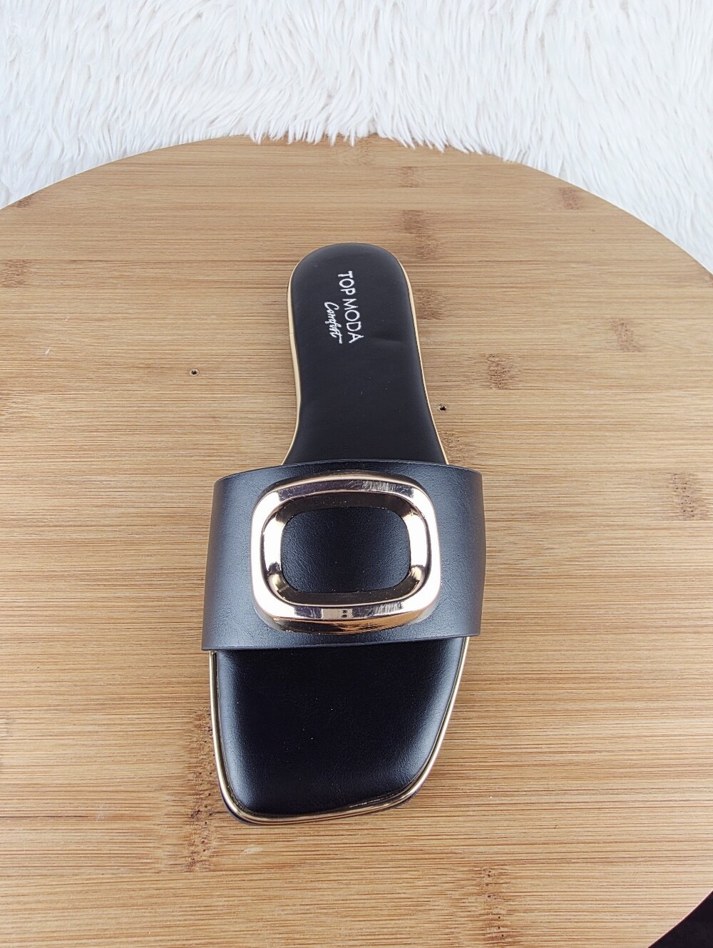 WOMEN'S SLIP IN BLACK SANDALS (MOANA-1 BLACK) - Picture 6 of 8